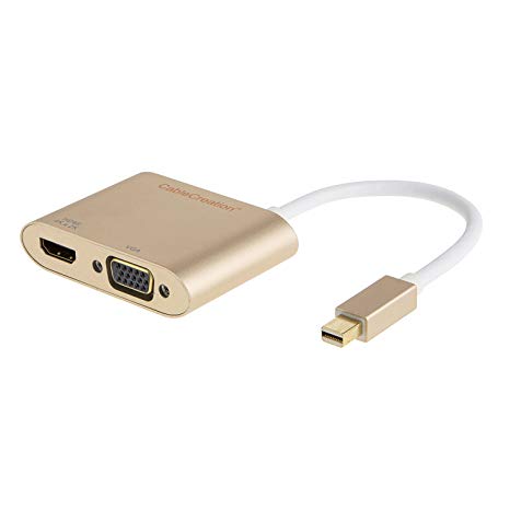 Mini DisplayPort to HDMI VGA Adapter, CableCreation 2 in 1 Mini DP (Thunderbolt) to HDMI VGA Converter Compatible MacBook, MacBook Pro, iMac, MacBook Air, Mac Mini, Surface Pro etc Gold