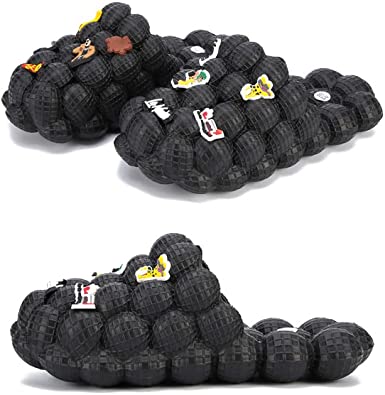 rosyclo Bubble Slides for Women and Men,Unisex Massage Bubble Slippers,Golf Ball Slides with Charms,Non-Slip Super Soft Home House Shower Slippers Bathroom Cloud Cushion Slippers Sandals