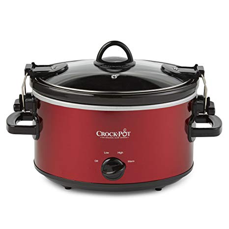 Crock-Pot 4-Quart Cook & Carry Oval Manual Slow Cooker, Red Stainless Steel