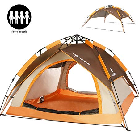 ZOMAKE Dome Tent for Camping 3 4 Person - Waterproof Instant Backpacking Tent, Automatic Hydraulic Pop Up Tent with Easy Setup, Carry Bag Included