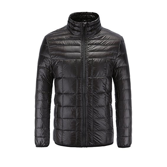 RongYue Men's Ultra-Lightweight Packable Down Jacket Quilted Puffer Coat With Travel Bag