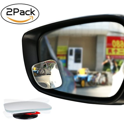 EMIUP Fan-Shape Blind Spot Mirrors 360°Rotatable Frameless HD Convex Glass Stick-on Rear View Mirror For All Cars,Motorcycles,Truck,SUV-2Pack
