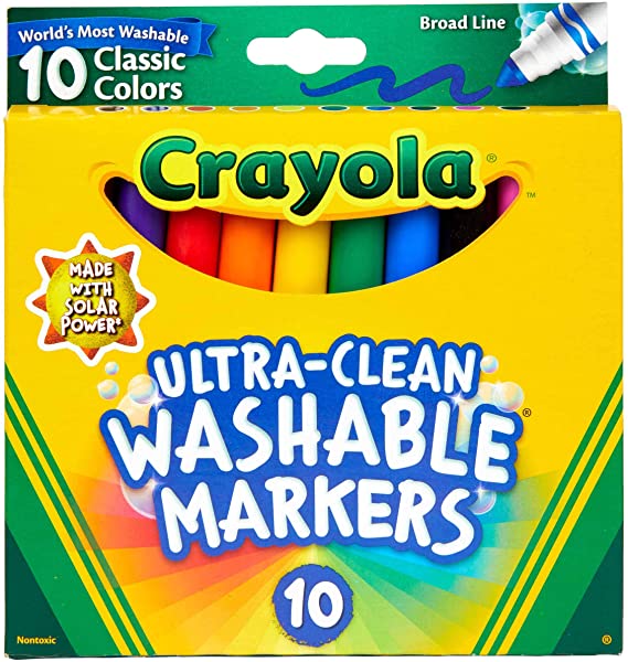 Crayola Ultraclean Broad Line Washable Markers, Color Max, 10 Count