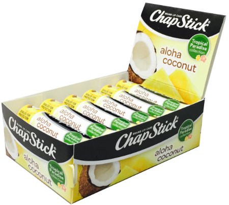 ChapStick Tropical Paradise Collection, Aloha Coconut, 12-Stick Refill Pack