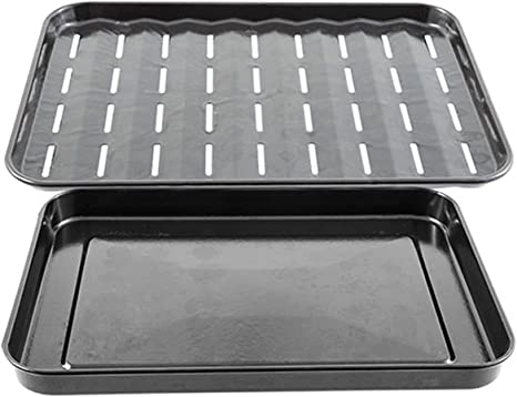 NUWAVE Genuine Replacement Non-Stick Enamel Baking Pan & Broiler Rack, Guaranteed to Fit, Sold by Original Manufacturer, Compatible with Every Bravo XL Air Fryer Oven Models 20801,20802, 20811, 20850