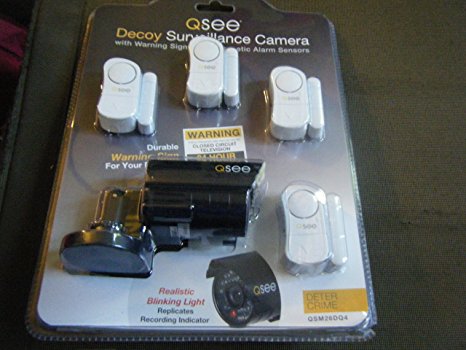 Q-See 1 Decoy Camera, 4 Alarm Sensors & Sign Surveillance Set/Kit QSM26DQ4 NEW!