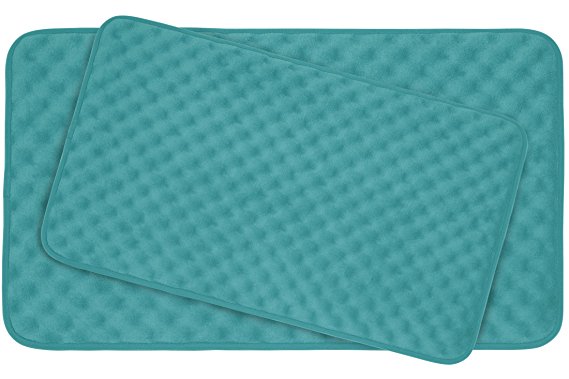 Bounce Comfort Extra Thick Memory Foam Bath Mat Set - Massage Plush 2 Piece Set with BounceComfort Technology, 20 x 32 in. Turquoise