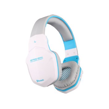 [2015 New Version]VersionTech Bluetooth4.1 Wireless Stereo NFC Noice cancelling Gaming Headphones Headsets - Over Ear Cordless Headphones with 3.5mm Wired Audio In, NFC Tap To Connect and Built-in Microphone Compatible with Smartphones, Laptops and Tablets - Blue & White