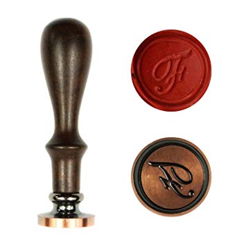 UNIQOOO Arts & Crafts Vintage Initial Letter F Wax Seal Stamp - Copper Stamp & Padauk Wood Handle - Exceptional Gift Idea for Artistic Types, Earthy Folks, and Everyone In-between