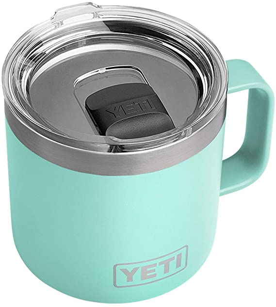 YETI Rambler 14 oz Mug, Vacuum Insulated, Stainless Steel with MagSlider Lid, Seafoam