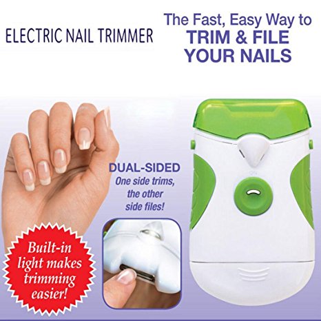 Nail Decals, Hatop 1pcs Electric Nail Trimmer Cordless Battery-Powered Dual-Sided Trims