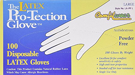 Comfitwear Disposable Latex Gloves, Large, (500 Count)