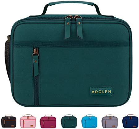 ADOLPH Leakproof Insulated Lunch Bag for Kids Women Men, Multi Compartment Lunch Organizer with Durable Handle Fit School Office Picnic Beach-Green