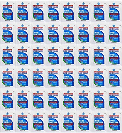 100-Pack Hand Sanitizer Gel Single-Use Packets - Hand Cleansing Gel - Contains 70% Ethyl Alcohol Non-Irritating Quick Drying Gel Reduces Bacteria Without Soap and Water