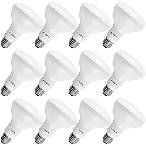 12-Pack BR30 LED Bulb, Luxrite, 65W Equivalent, 4000K Cool White, Dimmable, 650 Lumens, LED Flood Light Bulbs, 9W, E26 Medium Base, Damp Rated, Indoor/Outdoor - Living Room, Kitchen, Recessed Lighting