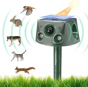 Répulsif pour Chat Extérieur, 360° Ultrason Repulsif Chat Solaire, Étanche Repulsif Serpent, Solaire USB Charge, Répulsif Chien Jardin pour Chats, Campagnol, Souris, Oiseaux, Renard, Rat, 6 Modes