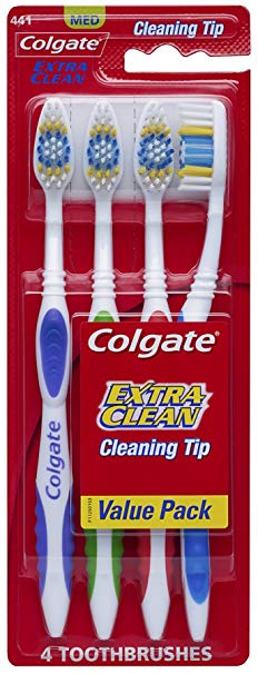 Colgate Extra Clean Full Head, Medium Toothbrush, 4 Count