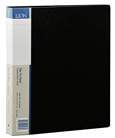 Lion File-N-View Presentation Display Book, 36-Pocket, Black, 1 Book (41036-BK)