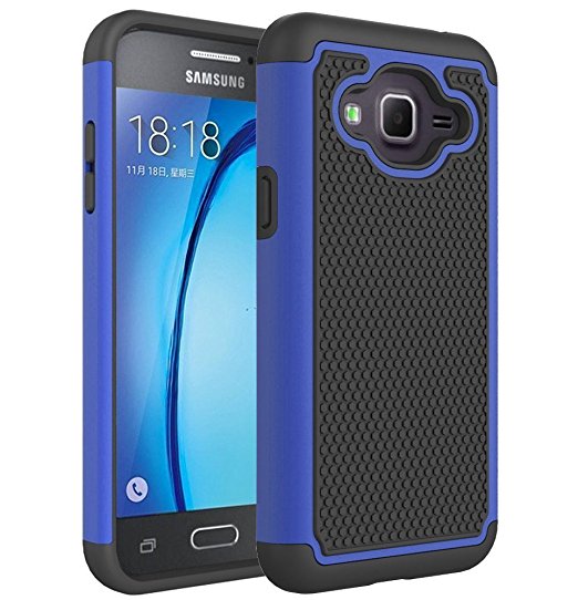 Galaxy J3 Case, Galaxy J3V Case, Asmart Hybrid Dual Layer Armor Defender Phone Case for Samsung Galaxy J3 / J3 V, Galaxy Sol / Sky, Amp Prime, Express Prime, Shockproof, Drop Protection (Dark Blue)