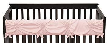 Solid Color Blush Pink Shabby Chic Long Front Crib Rail Guard Baby Teething Cover Protector Wrap for Harper Collection by Sweet Jojo Designs