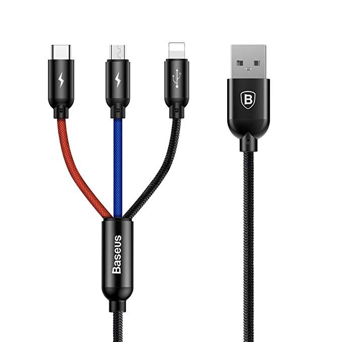 Baseus 3 in 1 Multiple USB Charging Cable Charging Syncing Data Cable