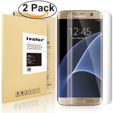 2 Pack Galaxy S7 Edge Screen Protector iVoler Premium PET Film Screen Protector for Samsung Galaxy S7 Edge with Full Coverage Scratch Resist  No Bubble Ultra Clear Lifetime Warranty