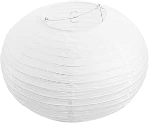 DOITOOL Round White Round Paper Japanese Pendant Lamp Shade Hanging Paper Lantern Lamps Shade Floor Light Bulb Cage Guard for Living Room Bedroom