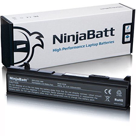 NinjaBatt New Laptop Battery for Toshiba Satellite A100 A105 A135 A135-S4527 PA3457U PA3451U-1BAS – High Performance [6 Cells/4400mAh/48wh]