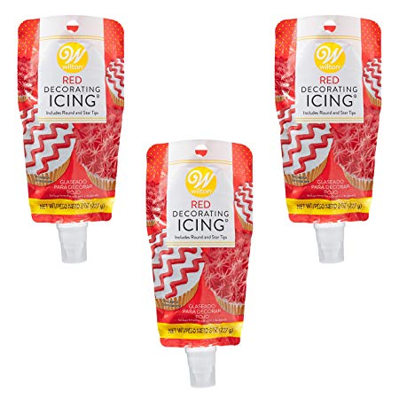 Wilton Red Icing Pouch with Decorating Tips, Multipack of 3