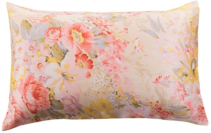 Tim & Tina 100% Pure Mulberry Luxury Silk Satin Pillowcase,Good for Skin and Hair (Toddler/Travel(14" 19"), Flowers Blossom)