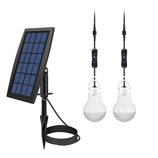 FEIFEIER Solar Power LED Bulb Lamp Solar Shed Light / Solar Barn Light (2 Led Bulbs)