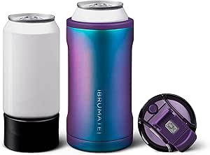 BrüMate Hopsulator Trio 3-in-1 Insulated Can Cooler for 12oz / 16oz Cans + 100% Leak Proof Tumbler with Lid | Insulated for Beer, Soda, and Energy Drinks (Dark Aura)