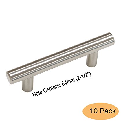Gobrico GB201HSS64 Satin Nickle 64mm Cabinet Pull Handle for Furniture Drawer Cupboard Dresser T-bar 10 Pack