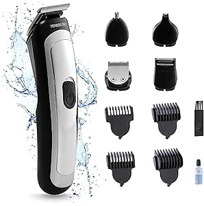 Members Only Trimmer for Men, Premium Lithium Cordless Hair and Beard Trimmer Kit, 5 Interchangeable Heads, Smart LED Power Display, USB Rechargeable Battery, 4 Trimmer Guides