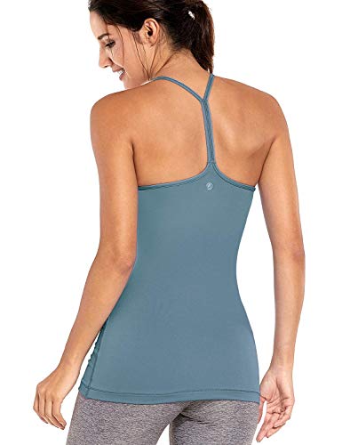 CRZ YOGA Women's Compression Built in Bra Camisole Long Workouts Tank Tops