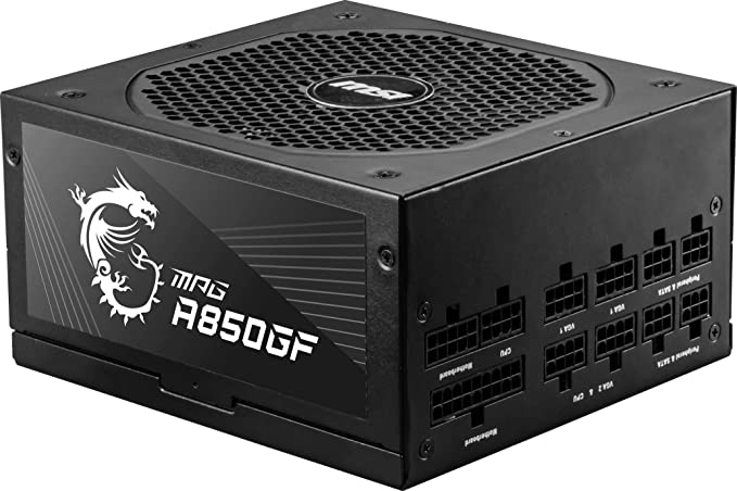 MSI MPG Series, A850GF, 850 Watt, 80  Gold Certified, Fully Modular Power Supply