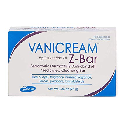 Vanicream Z-Bar | Medicated Cleansing Bar for Sensitive Skin | Maximum OTC Strength Zinc Pyrithione 2% | Helps Relieve Itching, Redness, and Flaking | 3.36 ounce