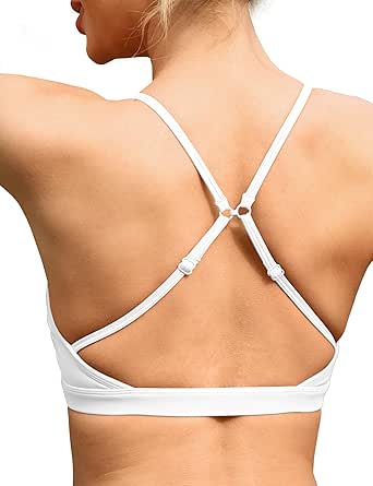 YEOREO Sports Bras for Women Workout Cross Back Gym Bra Padded Light Impact Strappy Yoga Crop Top