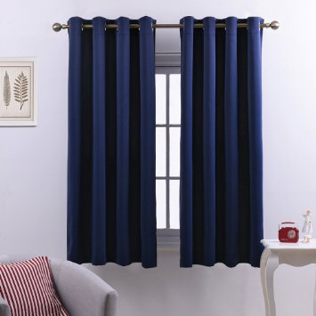 Nicetown Cool Summer Thermal Insulated Grommet Top Blackout Curtains / Drapes for Home Decor (52x63", One Panel, Royal Blue)