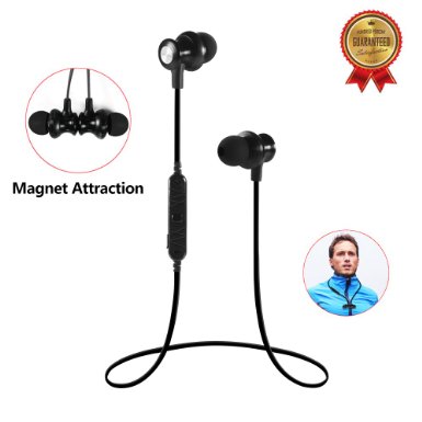 Bluetooth Headphones V40 Wireless Stereo Bluetooth Earphones In-Ear Noise Cancelling Sweatproof Sport Headset Earbuds with Microphone Magnet Attraction Black