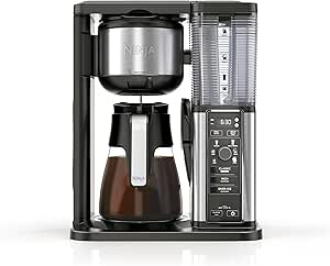 Ninja CM300 Specialty 10-Cup Coffee Maker with 3 Brew Styles for Ground Coffee, Built-in Water Reservoir, Fold-Away Frother & Glass Carafe, Black (Renewed)