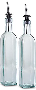 FineDine Oil Dispenser 16oz. Glass Cruet with Stainless Steel Tapered Spout (2 Pack)