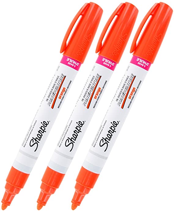 Sharpie Oil-Based Paint Marker, Medium Point, Orange Ink, Pack of 3