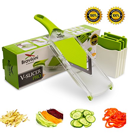 Mandoline Slicer - Premium Vegetable Cutter for Potato, Onion, Tomato, Cucumber, Cabbage - Julienne Veggie Food Slicer
