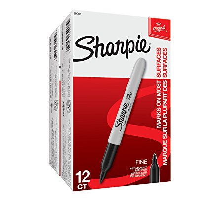 Sharpie Permanent Markers, Fine Point, Black, 24-Count