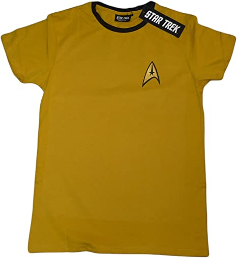 Star Trek Official Uniform Yellow Gold Commander Captain Kirk Fancy Dress T-Shirt