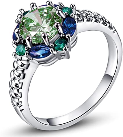 Veunora Delicate Flower Design 925 Sterling Silver Created Garnet Filled Ring for Women