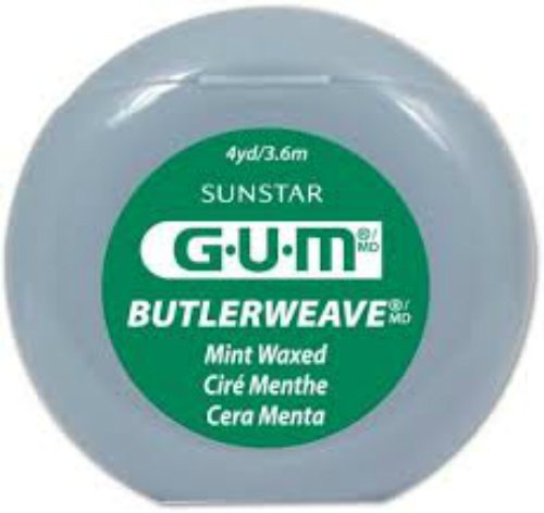 GUM GUM ButlerWeave Dental Floss, Waxed mint travel tub sku# 1815A - 4Yds/3.6M - Pack of 12