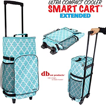dbest products Ultra Compact Smart Cart Cooler Extended Insulated Collapsible Rolling Tailgate BBQ Beach Summer, Moroccan Tile