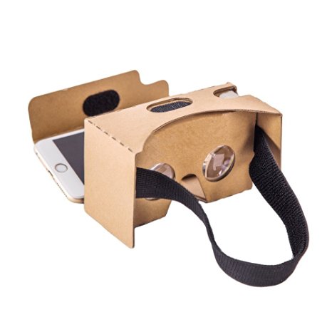 Maxshop Google Cardboard V2.0 3D Virtual Reality Glasses with Head Strap, Compatible with Android & Apple, Easy Setup. Fit for 3-6inch Screen